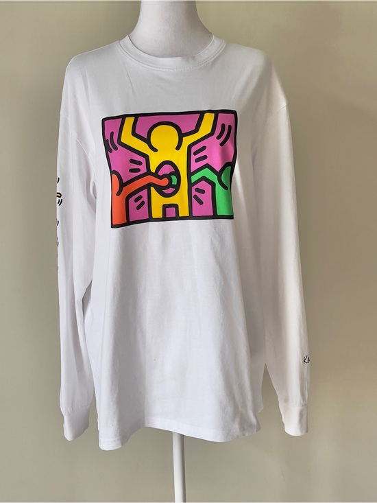 keith haring Tops - Keith Haring X H&M White Long-Sleeve a Colorful Pop-Art Torso Print on the Chest